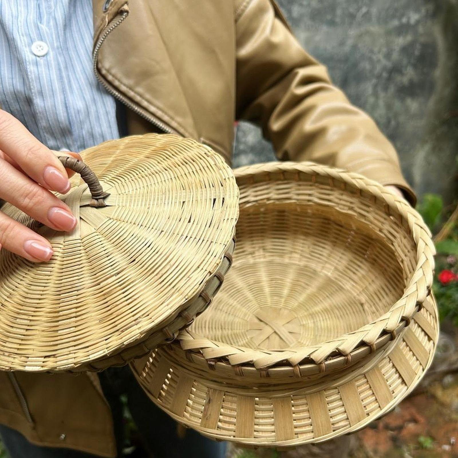 Bamboo Woven Basket Snacks Container Fruit Multifunctional Handcrafted Egg