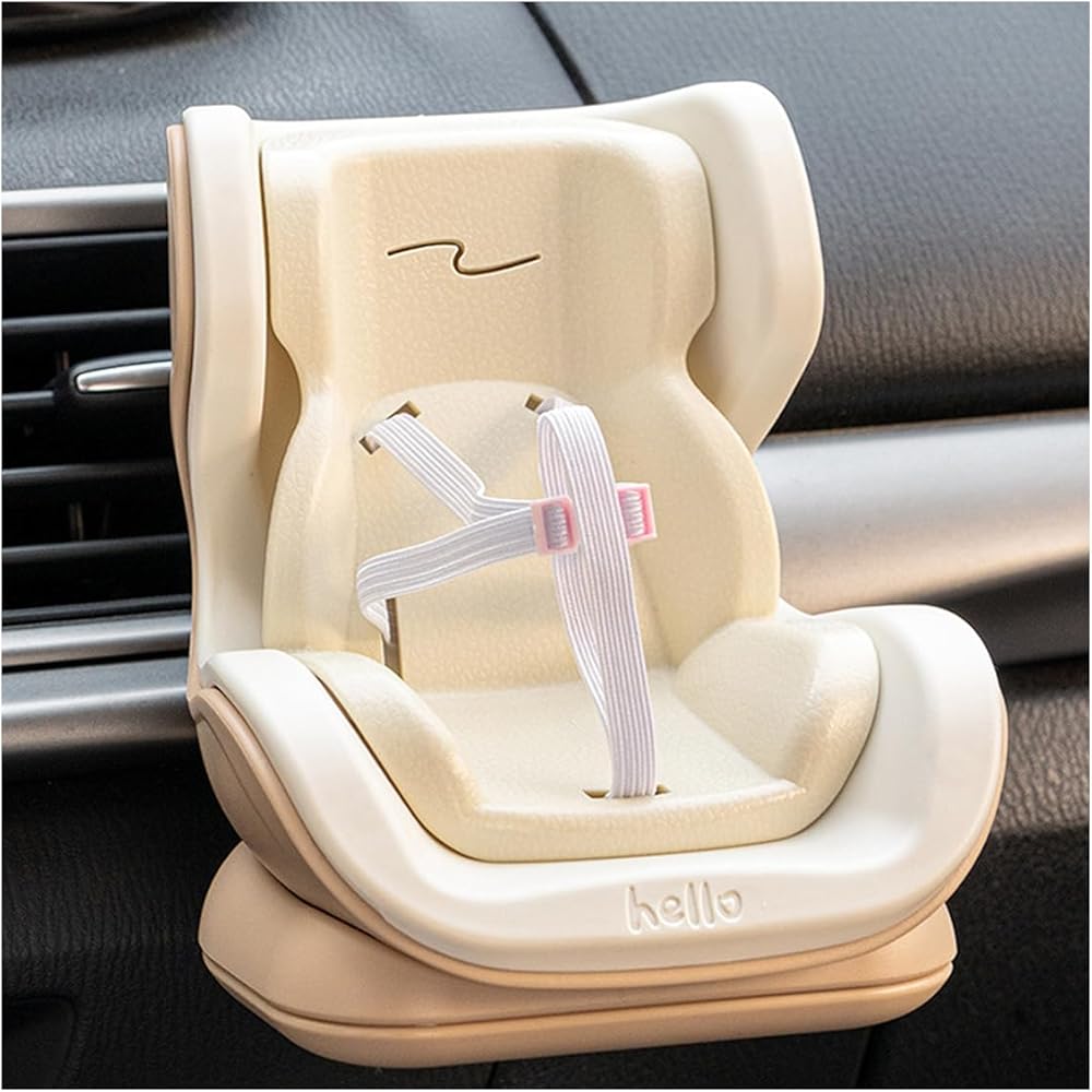 

Doll Car Seat Vent Clip Beige Cute Plush Toy Safety Seat for Mini Dolls Baby Stroller Decoration Car Interior Ornament