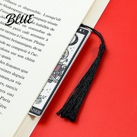 Stainless Steel Bookmark Tarot Card Bookmark Skeleton Pattern Page Marker