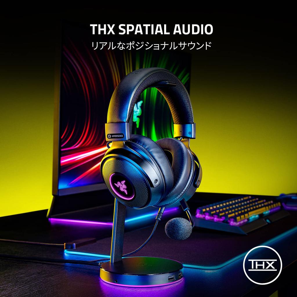 Headset Gamer Razer Kraken V3 HyperSense com Haptic THX Surround TriForce Titânio 50mm Unidirecional Híbrido Couro Sintético e Espuma Viscoelástica Chroma RGB