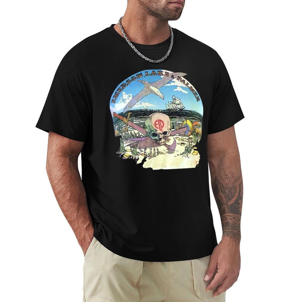 ELP Pirates 77 Tour Shirt Recreation Print TShirt Simple Line Art Print Tee