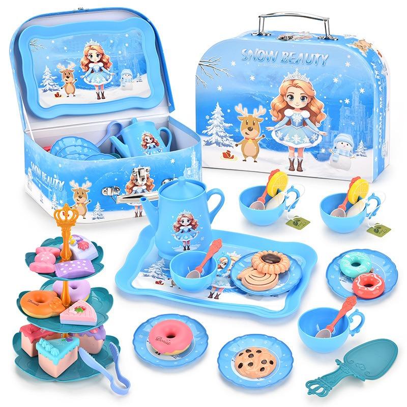 Tea Party Set for Little Girls,Kids Kitchen Pretend Play for Girls Boys Age 3-8, Kitchen Toys with Teapot,Cups,Plates & Storage Case,Princess Gift Set