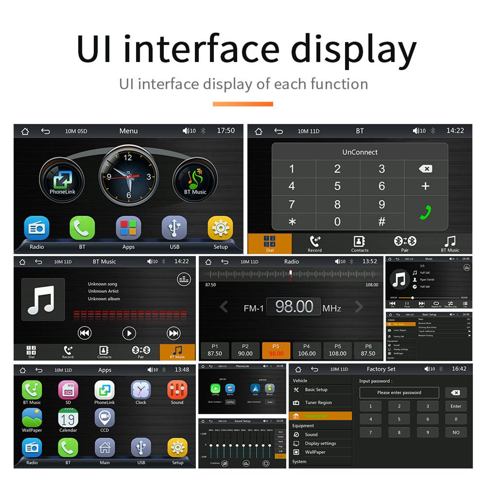 Portable 7" HD Touch Screen Multimedia Player  Compatible with  Wireless CarPlay Android Auto Mirror Link