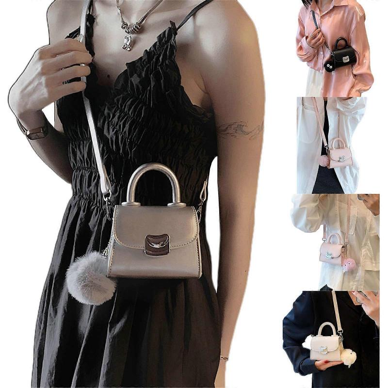 PU Leather Messenger Bag for Women Korean Style Shoulder Bag Casual Crossbody Bag Small Square Bag Female Mini Handbag  White