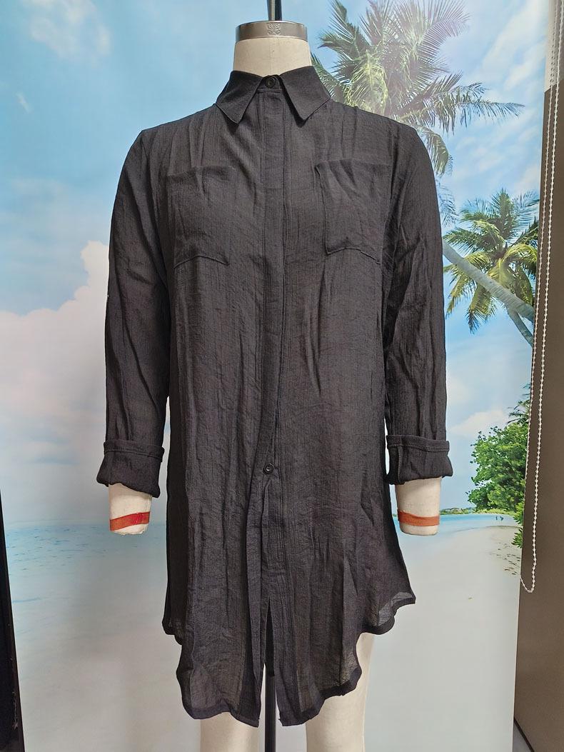 

European & American Beach Style Sunscreen Shirt - Women s Vacation Beachwear One Size чорний