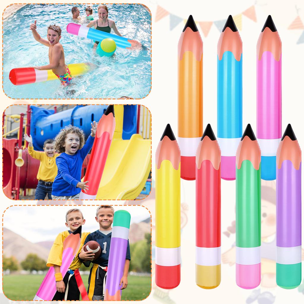 14 Pcs 27 Inch Jumbo Inflatable Pencil 7 Colors Blow Up Pencil Crayons Balloons Decorations For Classroom Theme Back To School B