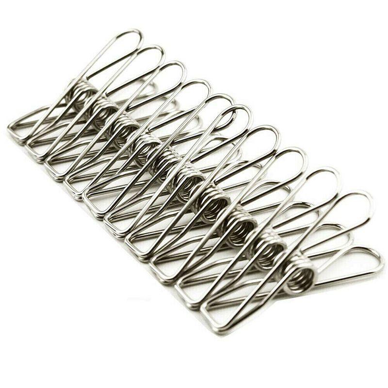 Steel 20x Stainless Clothes Pegs Hanging Clip Pins Laundry Windproof Clamp Tool