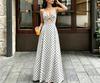 Summer New Women's Clothing Temperament Light and Mature Wind Polka Dots Waist Thin Suspender Dress Long Dress Women