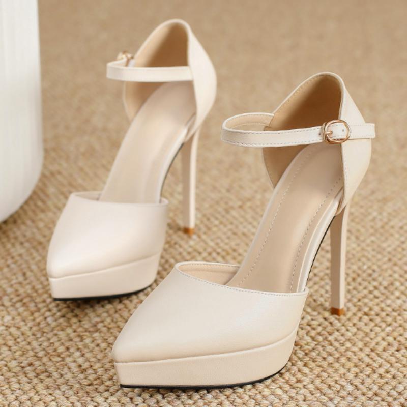 

Модные Сексуальные Туфли на Высокой Платформе, Тонком Каблуке, с Острым Носком, Женские Одинарные Туфли, Лодочки с Пряжкой, Средние Пустотелые, Однотонные Рабочие Туфли, Размер 33-42 33