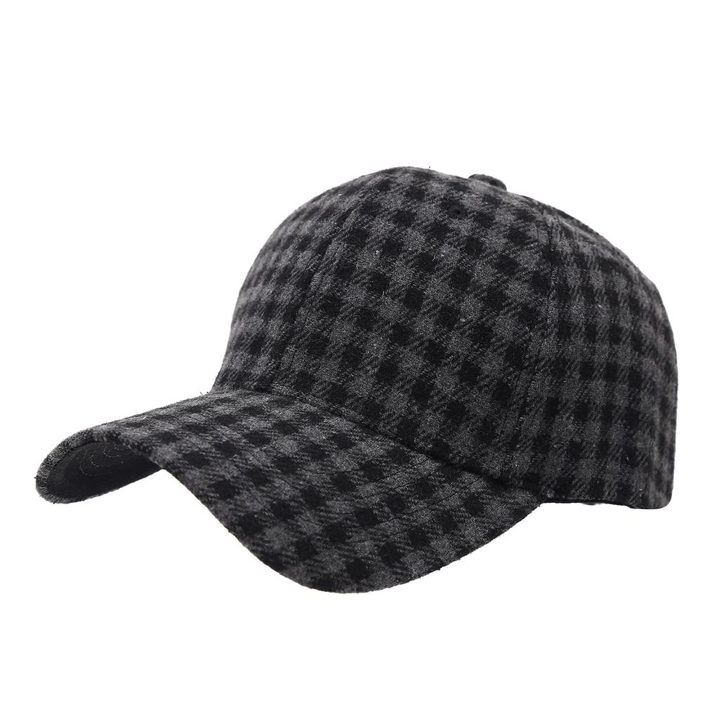British style small plaid baseball cap autumn and winter retro small plaid woolen cap men's and women's casual sun hat