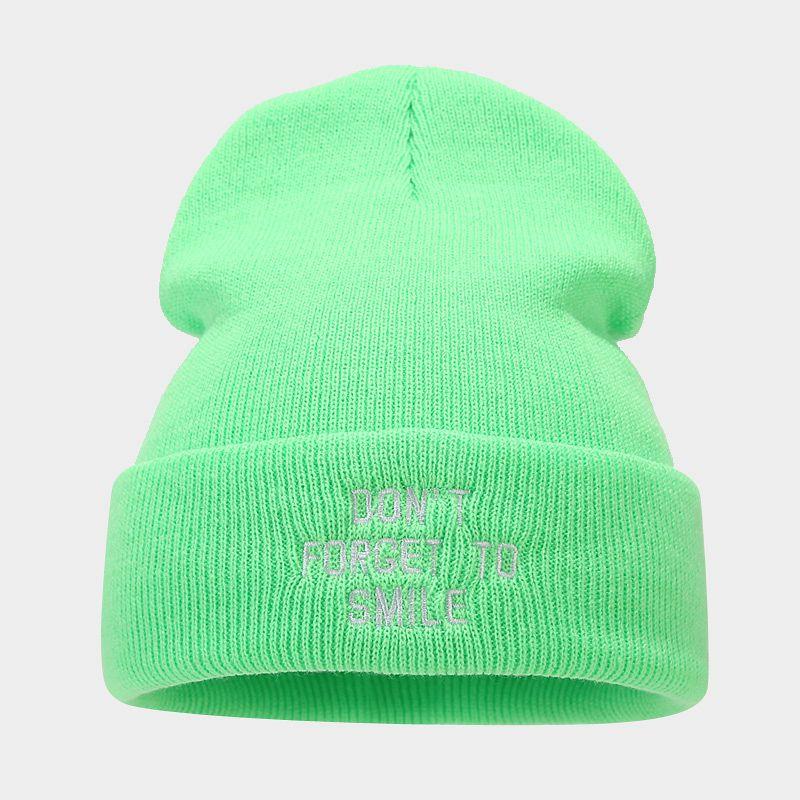 Trendy Brand Fashion Letter Embroidery Knitted Pullover Hat Women's Personality Simple Curling Heap Hat Men's Cold Hat