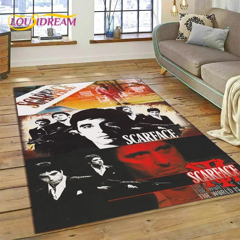Scarface Tony 3D Printing Movie Carpet Rug for Bedroom Living Room Home Sofa Decoration,Children Game Large Decor Floor Mat Gift