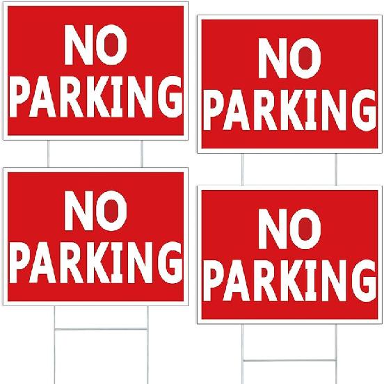 

Juexica 4 Pcs No Parking Signs with Stand 8 x 12 Inches Double Side No Parking Yard Sign with Stakes Weather Resistant Waterproof for Driveways (Red 8 x 12 Inches