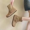 Fashion Women's Flat Boots Round Toe Belt Buckle Soft Suede Leather Shoes Women Leisure Dress Fashion Retro Flats Zapatillas De Mujer