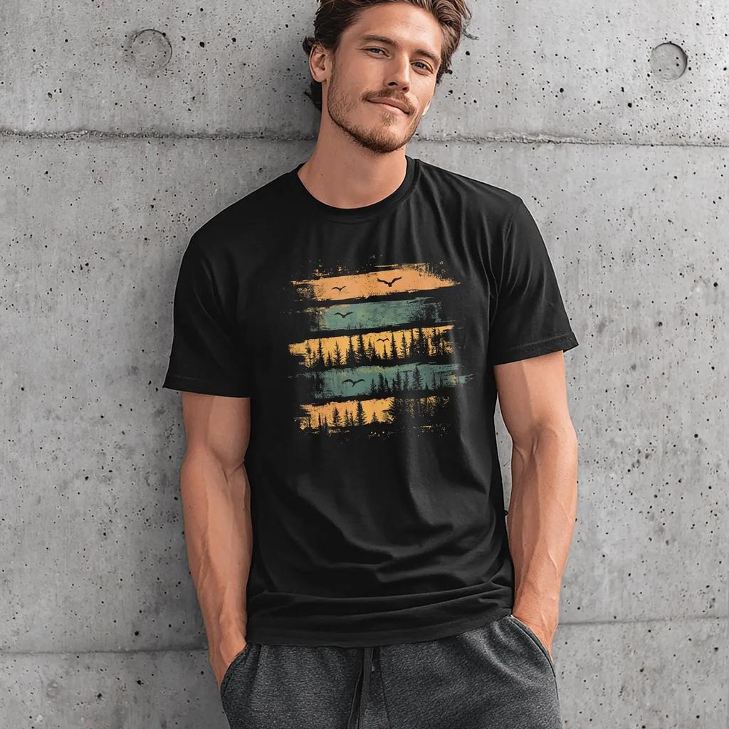 Organic Unisex Amp 39 S T Shirt Forest And Nature Vintage Boho Style 100 Cotton Minimalist Grunge Brush Stroke Vintage Washed