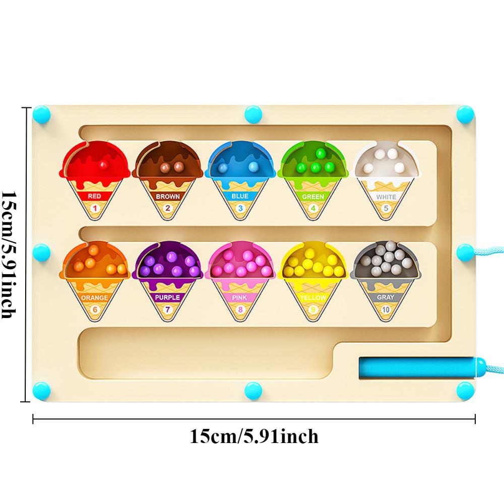 

Magnetic Color & Number Maze - Montessori Wooden Learning Counting Puzzle Board - Toddler Fine Motor Skills Toys for Boys Girls