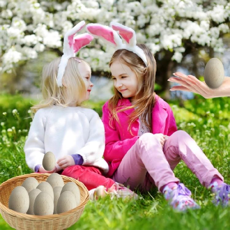 Engravable Easter Eggs Wood Shaker Musical Instrument Wood Eggs Instruments for Kids Sensory Development and Play