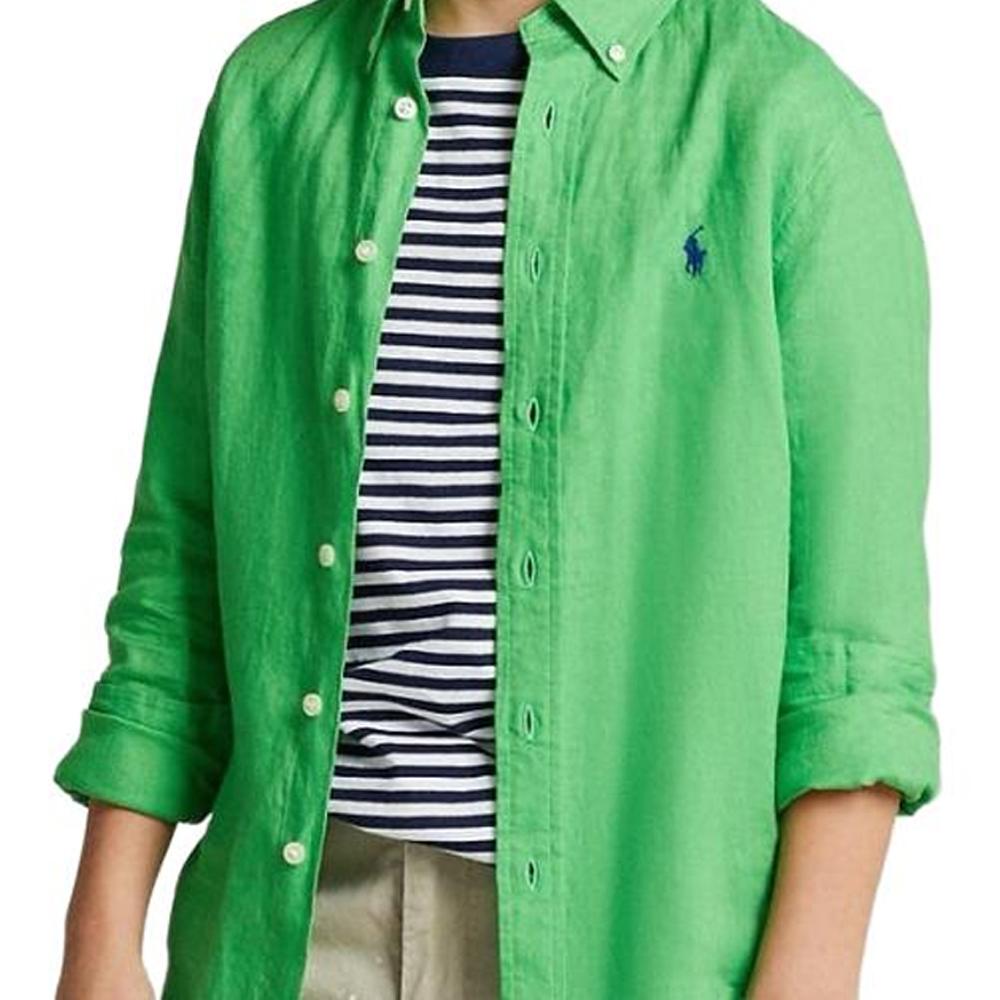 Koszula Polo Ralph Lauren Ss22 Jednokolorowa, z haftowanym logo i kucykiem, jednorzędowa, z długim rękawem, dziecięca, 323865270-009