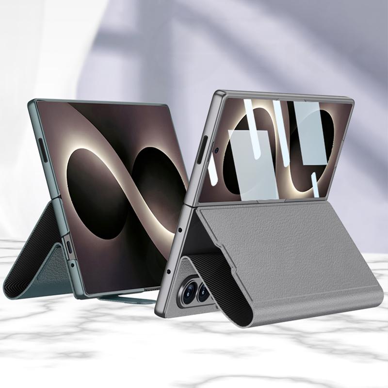Plain Leather Card Package Case for Samsung Galaxy Z Fold 8 Ultra Front Screen Glass Fold Stand Cover for Galaxy Z Fold7 Case