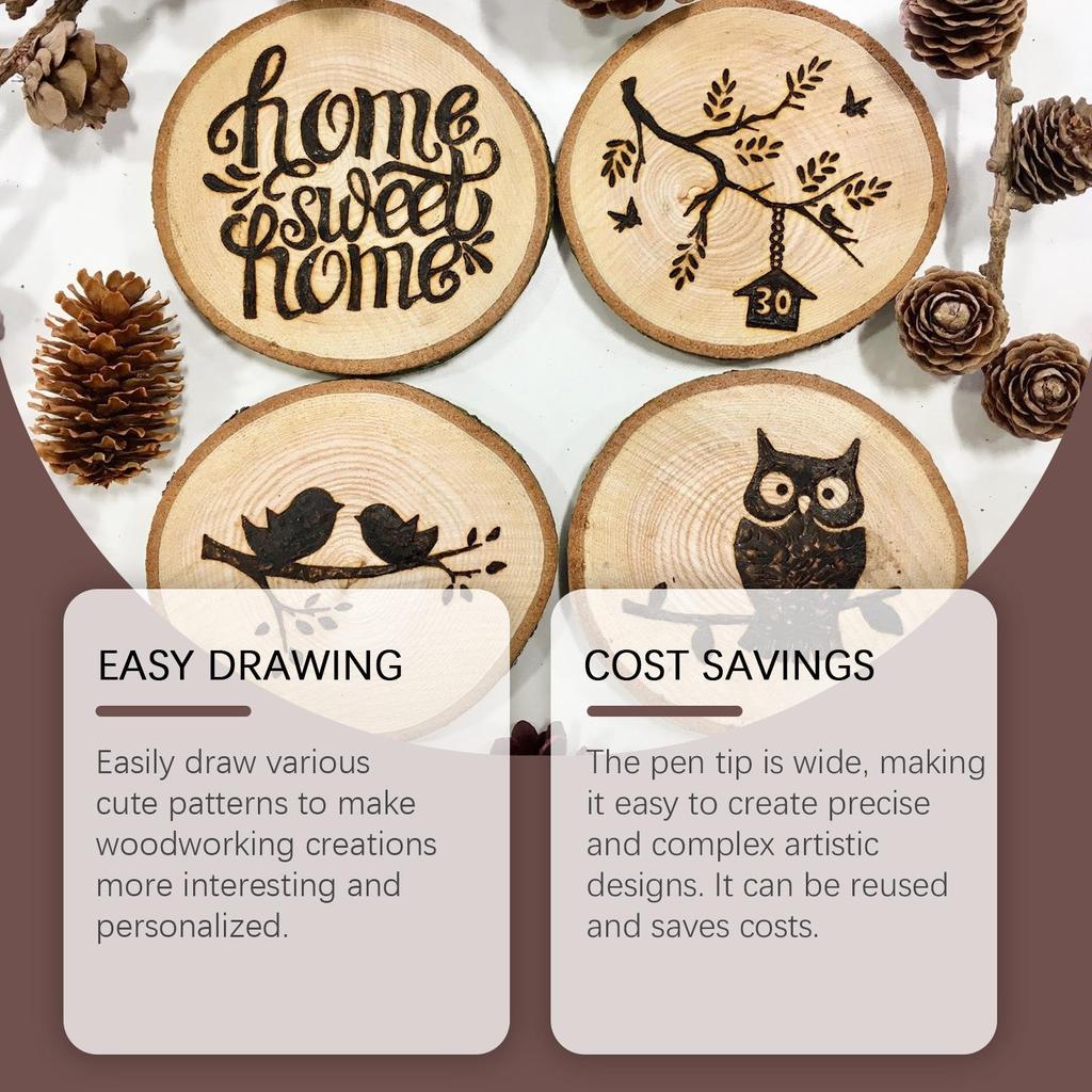 JUE FISH Wood-Burning Marker Pen for Handmade Wooden Coasters and Cutting Boards