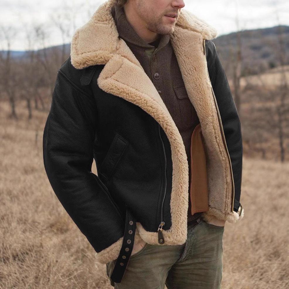 Neue verdickte integrierte Pelz-Herren-Thermojacke Langarm Kunstpelz