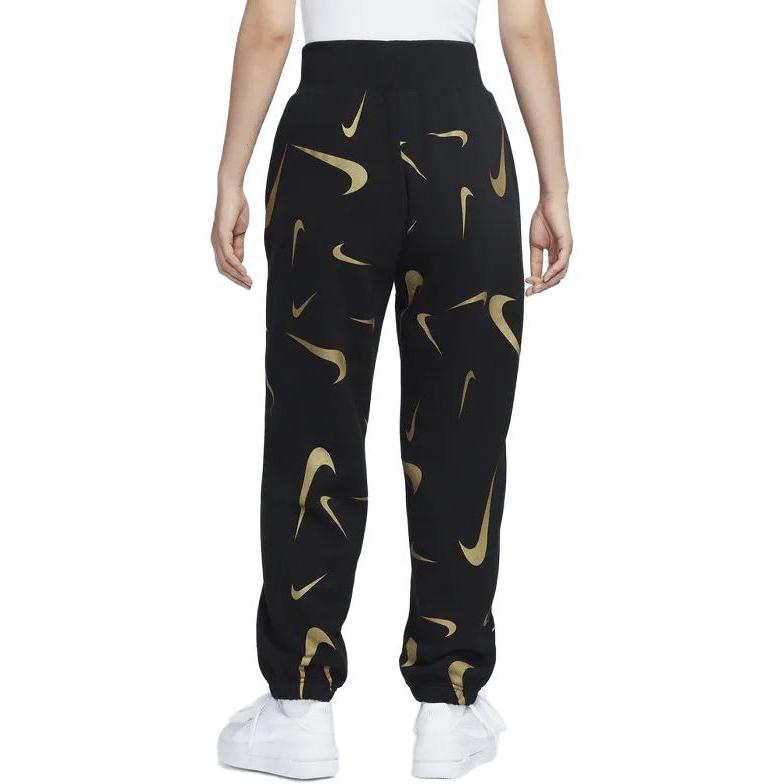 Nike All Over Print High Waist Loose Fit Cuffed Fleece Joggers Women Joggers Black FB8755-010