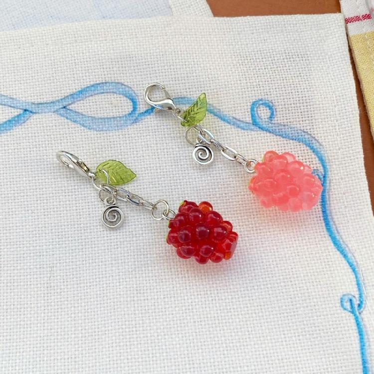 Playful Beaded Keychain Charm with Fruit Theme, Metal Link Chain and Clasped Attachment for Bags, Keys and Daily Use