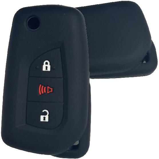 Key Fob Cover Hybrid Corolla: 3 Buttons Silicone Remote Case Protector Fit for Toyota RAV4 CHR IM Hybrid Hilux Avensis Scion iQ tC iM xB Corolla 2013