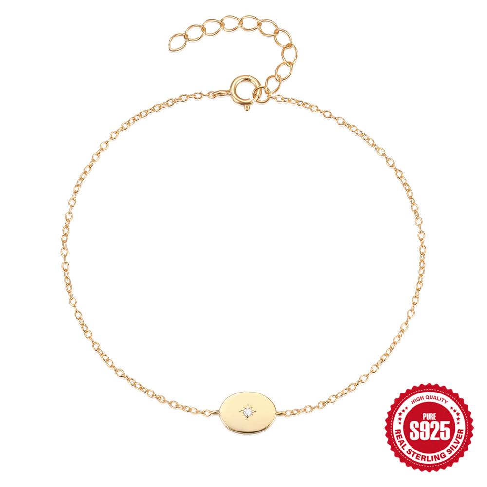 CANNER European American Style Eight-Pointed Star Zircon Bracelet S925 Silver Personality Simple Versatile Bracelet