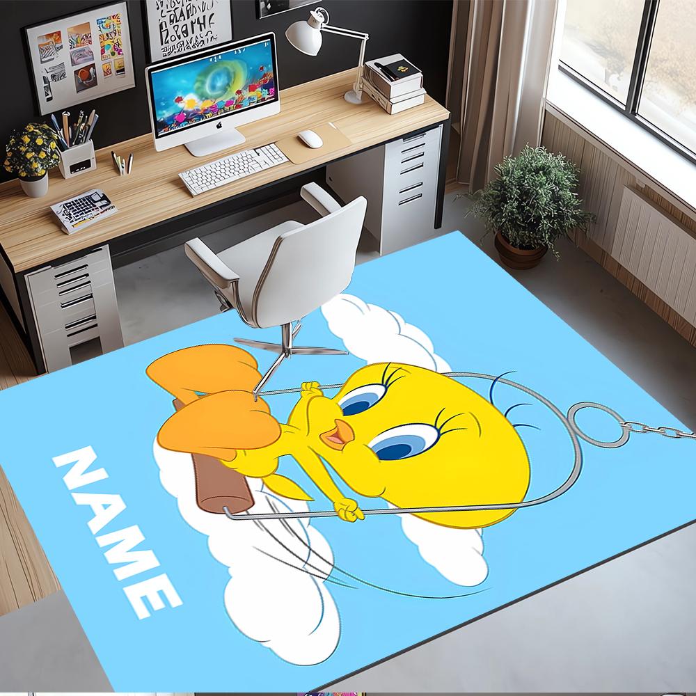 Custom Name Tweety Bird Printed Carpet,Rug for Office Chair Living Room Bedroom Kitchen Room Decor Gifts.