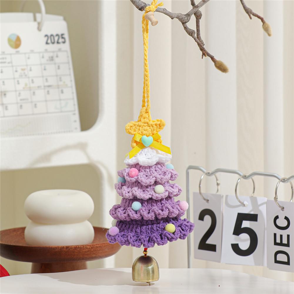 Ciondolo da appendere per albero di Natale Albero di Natale lavorato a maglia con campanella Ciondolo per porta Decorazione per auto Natale Ornamenti per la casa Regalo di Capodanno