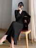 Red Knitted Slimming Dress for Women - New Year's Autumn/Winter Edition
