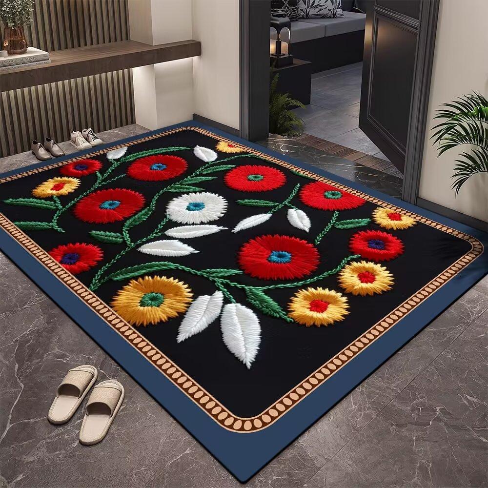 3D Three-dimensional Flower Floor Mats Entrance Door Entrance Mat Porch Dirt-resistant Foot Mat Kitchen Bathroom Door Absorbent Mat