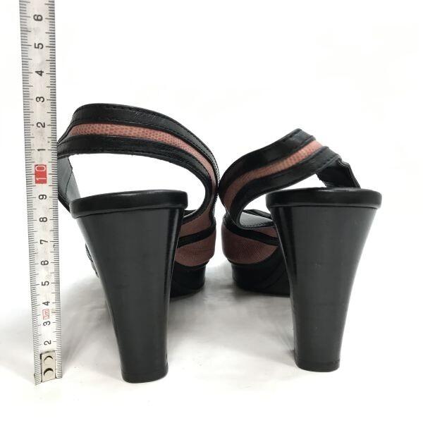 TOD’S Sandals Women’s 36.5 23.0-23.5 Black Pink Ribbon Pumps(USED)