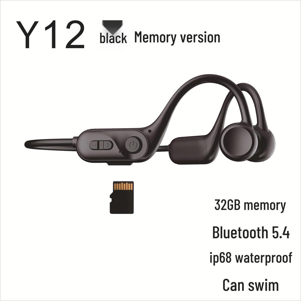 Y12 Waterproof Bone Conduction Bluetooth Earphones for Sports and Swimming – High Quality Sound, Ear-Hook Design