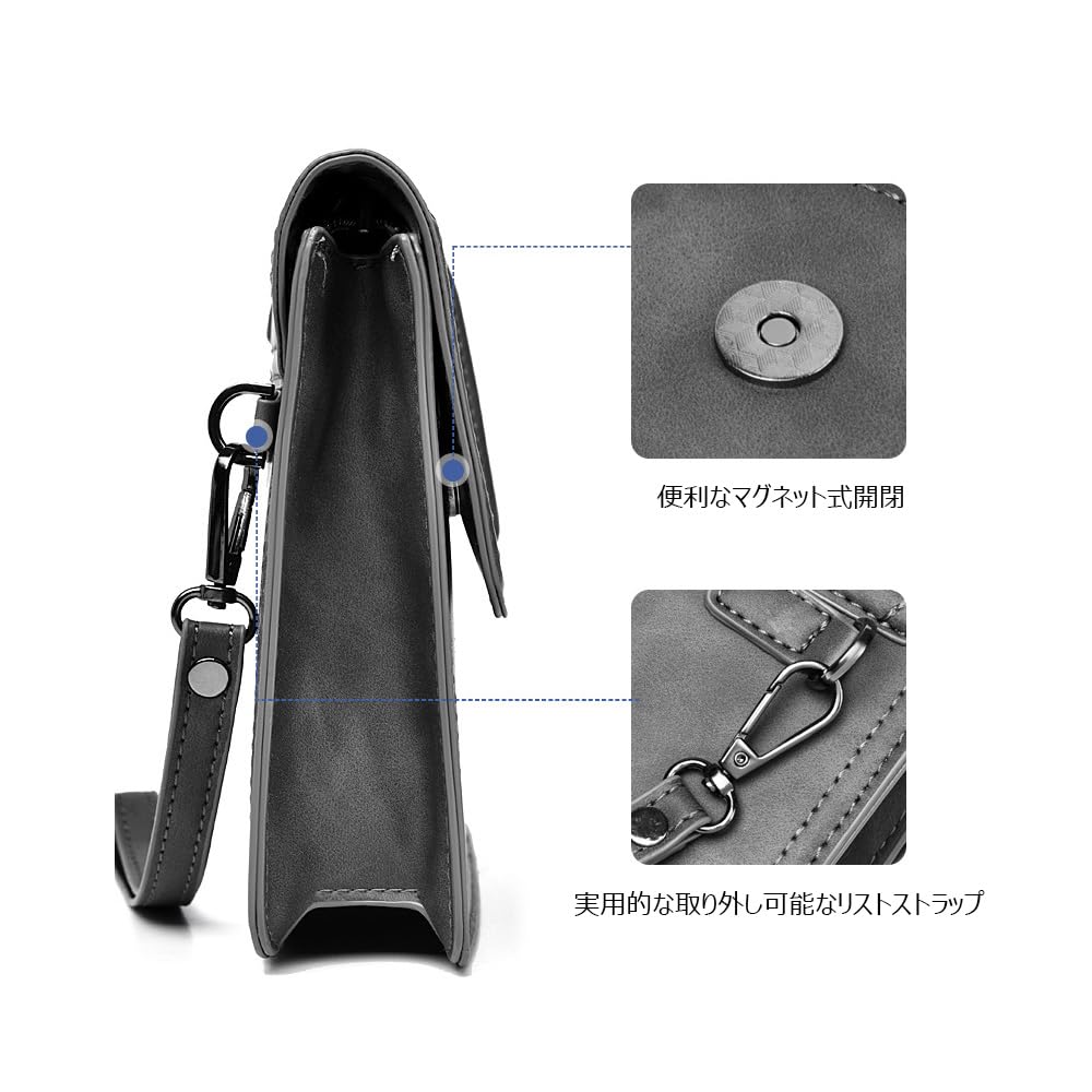 Leather Mini Second Bag Clutch Bag Small iPad Mini Storage Thick Leather Hand Strap Included Holds 6 Cards Handheld Wedding Formal Business Ceremonial