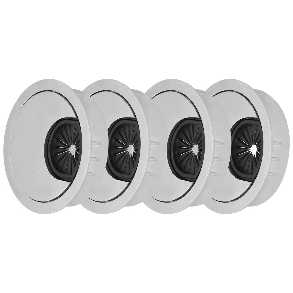 4PCS Brushed Silver Wire Hole Cover Zinc Alloy Cable Hole Cover Desk Cable Grommet Home Office
