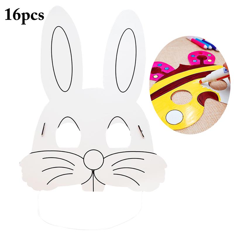 Colorful Rabbit Mask Buy 16PCS Kids Animal Masks Cute Plain Rabbit Party Masks Paper Masks ...