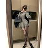 Pure Desire Spice Girl Turtleneck Versatile Long-sleeved Dress Women's Autumn and Winter New Waist Fluffy Skirt, Thin Bottom Skirt Short Skirt