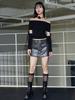 ITOV SEOUL Vintage Leather Skirt Pants Gy