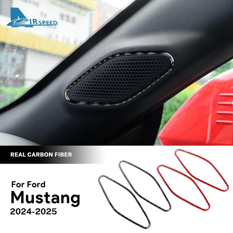 Real Soft Carbon Fiber Sticker For Ford Mustang GT Dark Horse EcoBoost 2024 2025 2026 LHD RHD Car A-Pillar Speaker Panel Trim
