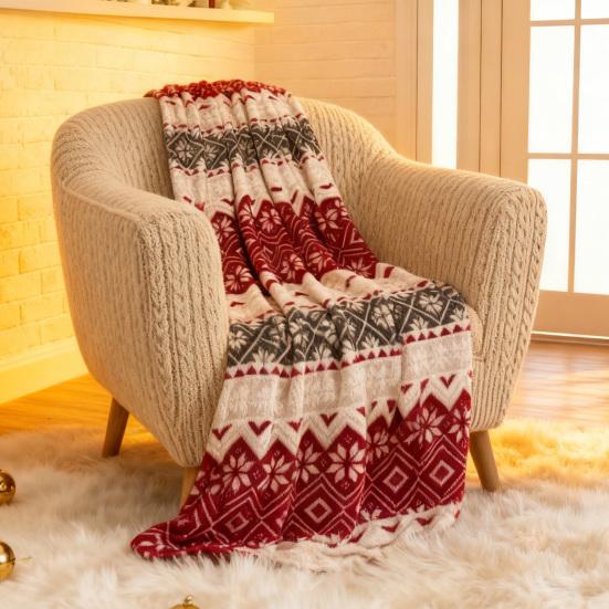 Christmas Flannel Blanket Snowflake Throw Blanket Warm Plush Blanket Cabin Throw for Couch Sofa Bed Office