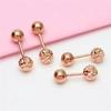 Exquisite Russian 585 Purple Gold Round Bead Earrings, Simple Ins, Small And Versatile, Exquisite Rose Gold-Plated Ear Buckles For Women