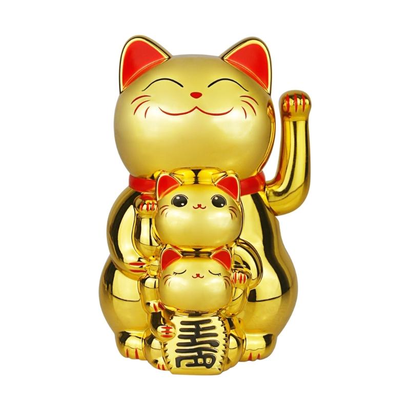 Lucky Cats Waving Arm Set,Solars Fortune Cats Statue Decoration Fengshui Ornament for Car Home,Office Restaurants Decors