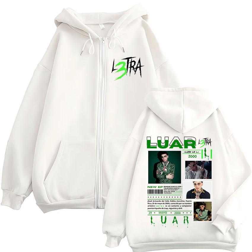 Rapper Luar La L Album L3TRA Zipper Hoodies Men's Women Hip Hop Fashion Zip Up Sweatshirts Oversized Pullovers Jacket Streetwear