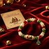 Holiday Gift for Women Christmas Bracelets Women, Beaded Charm Stretch Bracelet with Winter Jewelry Card, Stocking Stuffers, Party Accessory
