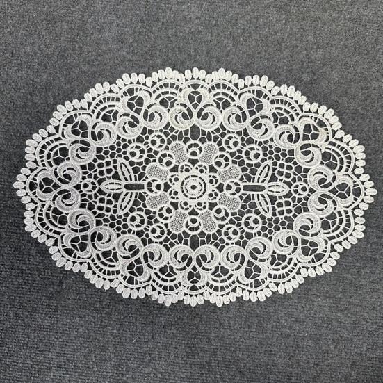 White Lace Placemat, Round Oval Vintage Doily, Embroidered Placemat Coaster for Cup Vase Dining Table Wedding Party Decor