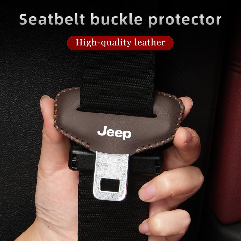 Car Seatbelt Buckle Cover Leather Seatbelt Anti-Scratch Mat Accessories For Jeep Renegade Grand Cherokee Compass Patriot Wrangle AKV1