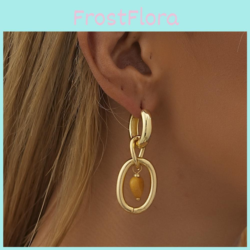 Trendy Heart Design Natural Stone Earrings With Gold Plating