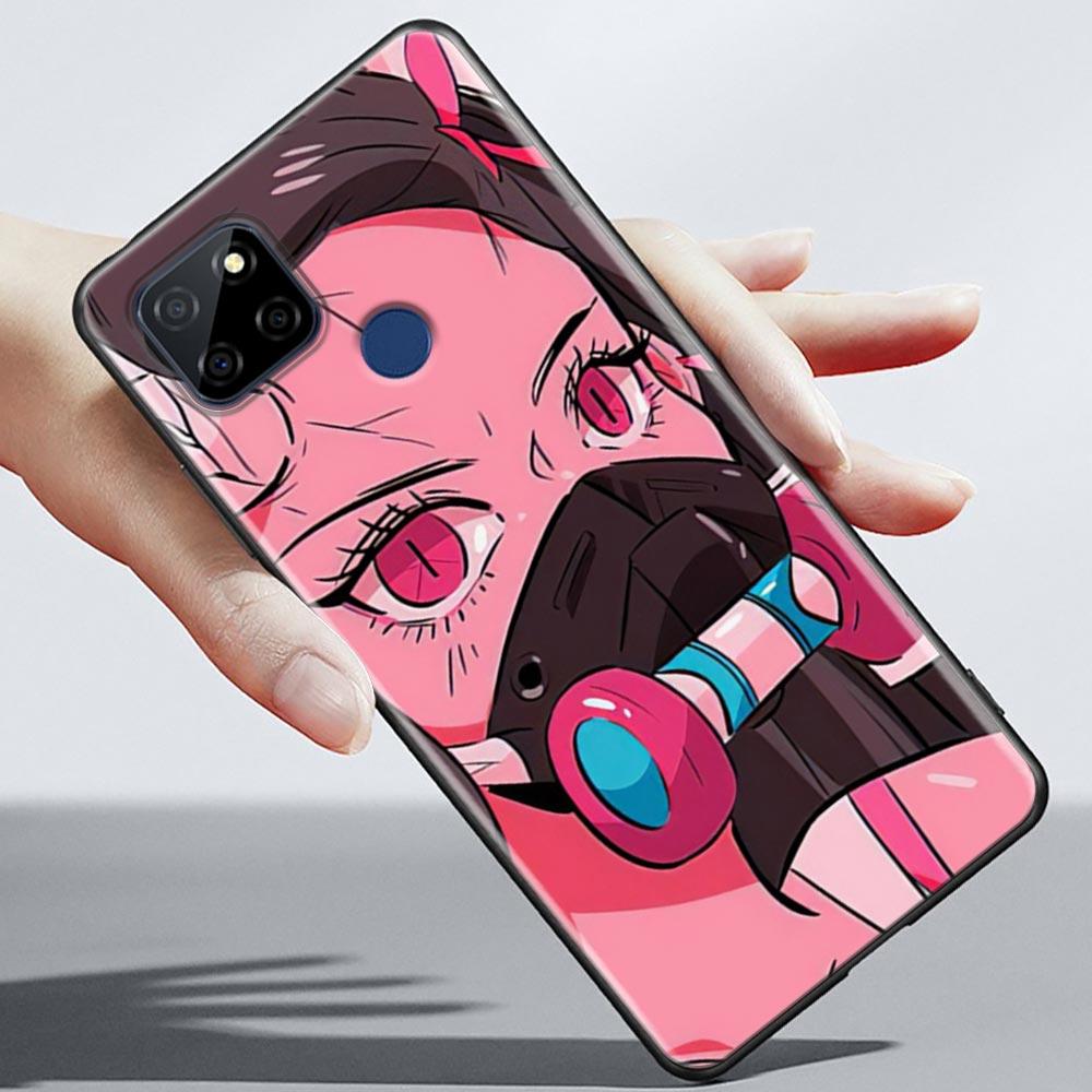 Super Cute Girl Anime Phone Case For OPPO Realme 5 6 7 7i 8 8i 9 9i V25 F9 F17 F19 5G 4G Pro Narzo Speed Black Soft Cover Fundas